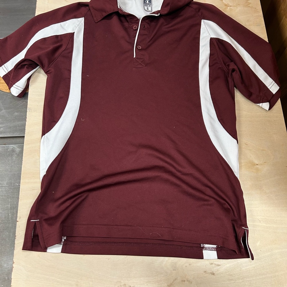 Champion Men's Burgundy and White Polo Shirt